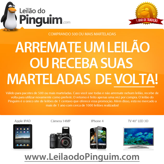 Leilão do Pinguim - O site de leilões mais fácil da Internet!