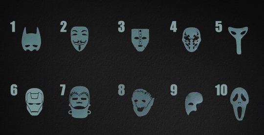 Quais os 10 filmes estas máscaras representam?