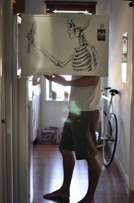 10 espetaculares ilustrações feitas em uma simples geladeira